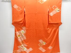 絞り松皮菱に草花模様刺繍訪問着